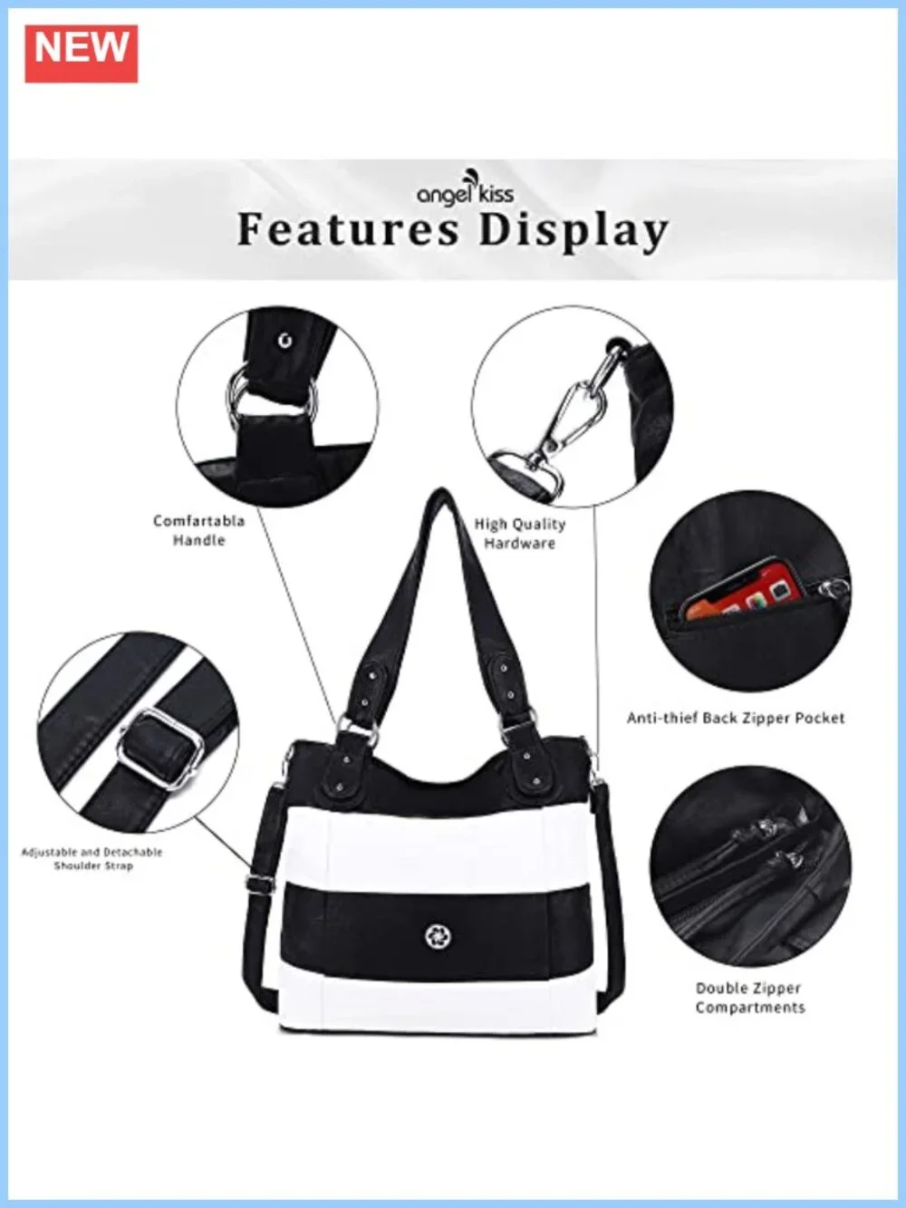 Vegan Leather Multi-Color Striped Hobo Crossbody Bag with Zippers